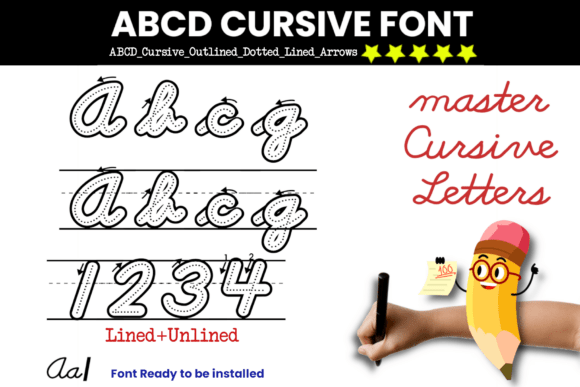 Cursive Handwriting Dotted Font